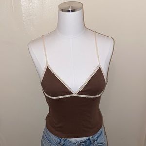 Brandy Melville Aurora Tank Brown Triangle Cut Tank Top